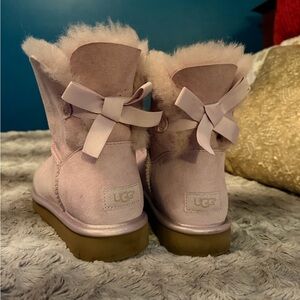 UGG Pink Ankle Boots with Bow Detail